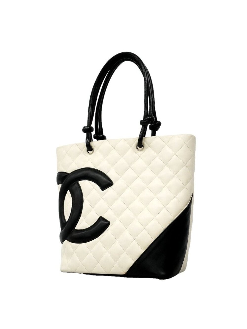 Chanel Tote Cambon Lambskin White Silver
